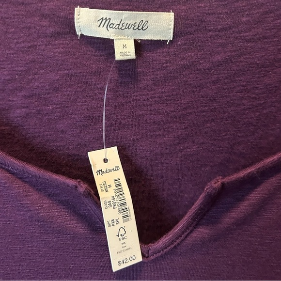 NWT Madewell Splitneck Long Sleeve Shirt Cropped Top Purple Heather Size Medium - Picture 6 of 11